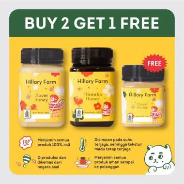 Hillary Farm Manuka Honey + Clover Honey [Set Bundling] + FREE Madu