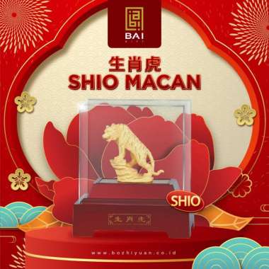 BAI GIFT Pajangan Shio Macan Lapis Emas 24k Patung Shio Macan Hadiah Imlek 2022 Emas / Gold
