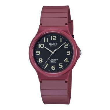 Jam Tangan Unisex Casio Standard MQ-24UC-4BDF Black Dial Matte Red Resin Band Merah