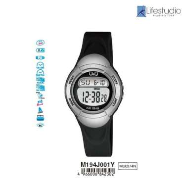 Jam Tangan Wanita Sporty Casual Rubber Digital Original Q&Q QNQ QQ M194 Series Black