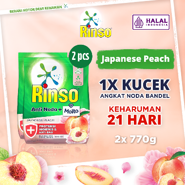 Promo Harga Rinso Anti Noda Deterjen Bubuk + Molto Japanese Peach 770 gr - Blibli