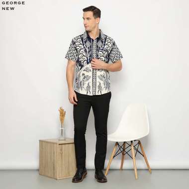 Evercloth GEORGE MAN NEW - Kemeja Batik Pria Atasan Pria Batik Modern PENDEK SS