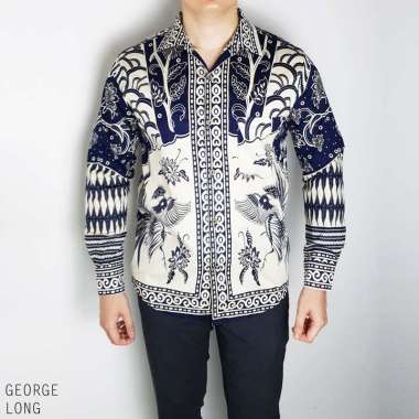 Evercloth GEORGE MAN NEW - Kemeja Batik Pria Atasan Pria Batik Modern PANJANG XXL