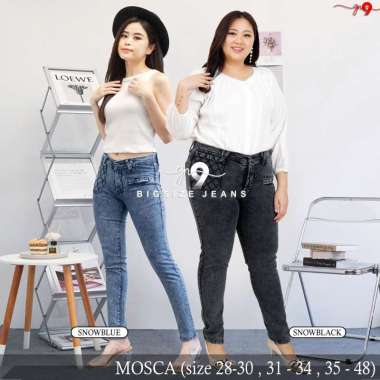 GOODNO.9 | Celana Jeans Wanita Cewek Mosca Bigsize Jumbo Moscato Jahit Kantong 32 Snowblue