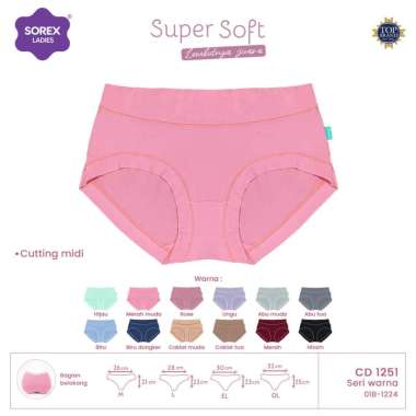 Sorex Celana Dalam Wanita Super Soft Basic Midi CD 1251 L multi color