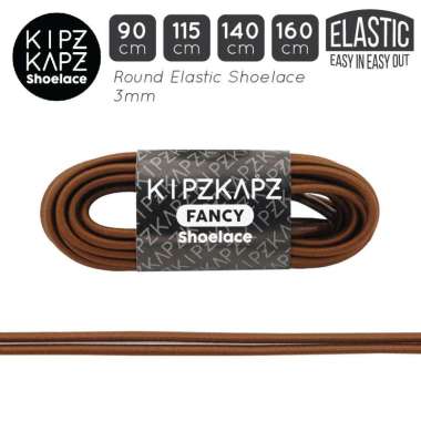 KipzKapz Round Shoelace Elastic Tali Sepatu Pria [XS58/ 3mm] 140 cm BROWN
