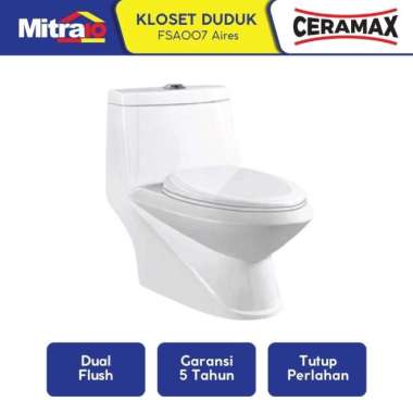 Ceramax Closet Duduk Satu Bagian Aires FSA 0077 Putih Putih -