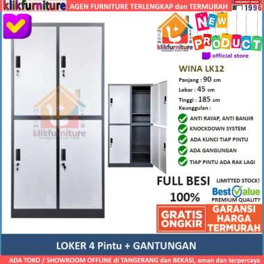 Lemari Loker Besi 4 Pintu + Gantungan Baju WINA LK12