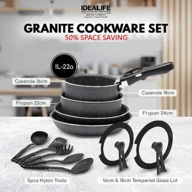 Panci Set Idealife Il-22A / IL22A Granite Cookware