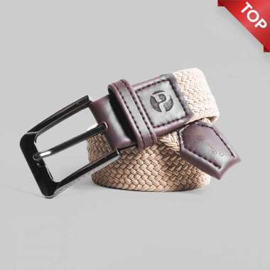 Prodigo * Sabuk Mandau cream | Ikat Pinggang Rajut Elastis | Sabuk Textan Premium | Gesper Sabuk Pri