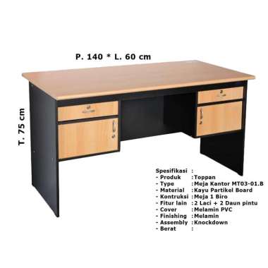 Toppan Meja 1 Biro Meja Kantor, Meja Kerja, Meja Belajar, Meja Tulis 1 Biro MT03.01.B