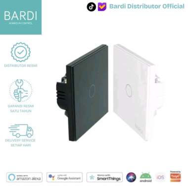 BARDI SMART WALL SWITCH 1 GANG EU WIFI - SAKLAR LAMPU PINTAR Hitam