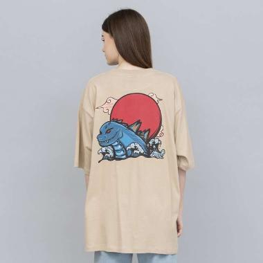Houseofcuff Kaos Oversized T-shirt Wanita Unisex Tebal Krem Dragon M