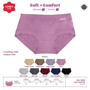 [BEST CHOICE] Sorex Celana Dalam Wanita Katun Mix Basic Midi CD 1232 L random