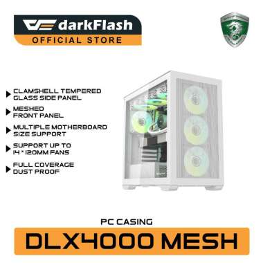 darkFlash DLX4000 MESH EATX PC Casing [No Fan] PUTIH