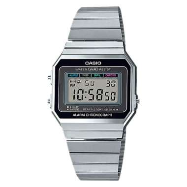 Jam Tangan Wanita Casio General A700W-1ADF Vintage Ladies Digital Dial Stainless Steel Band SILVER