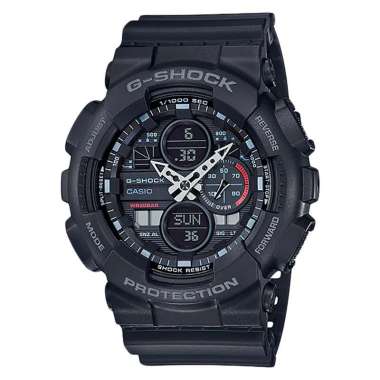 Jam Tangan Pria Casio G-Shock GA-140-1A1DR Retro 90s Men Digital Analog Dial Black Resin Band HItam