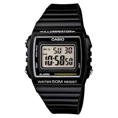 Jam Tangan Pria Casio General W-215H-1AVDF WR 50M Digital Dial Black Rubber Band HItam