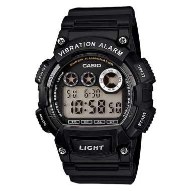 Jam Tangan Pria Casio General W-735H-1AVDF Vibration Alarm Digital Dial Black Resin Band HItam