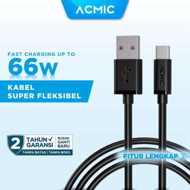 ACMIC KAi100 AiCharge Kabel Data USB Type C Fast Charging 3A + 5A VOOC BLACK