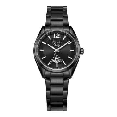 Jam Tangan Wanita Alexandre Christie Classic Steel AC 8679 LD BIPBA Ladies Black Dial Black Stainles