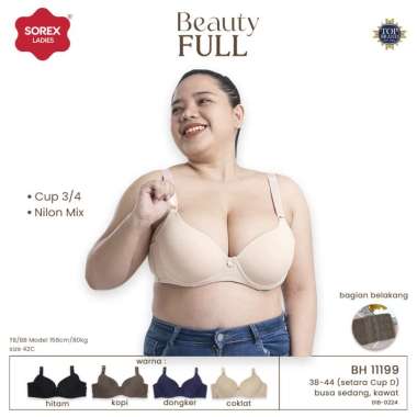 Sorex ]BH 11199 Premium Ella Series Big Cup Bra Wanita [Kawat/ Kait 3/ Cup D 40 Cream