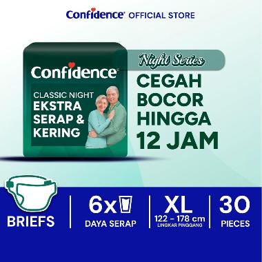 Confidence Popok Perekat Classic Night Ekstra Serap & Kering XL30 -