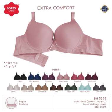 Sorex Bra Push Up Extra Comfort Busa Sedang Ada Kawat Kait 3 Setara Cup B BH 3262 Size 40 Fanta tua