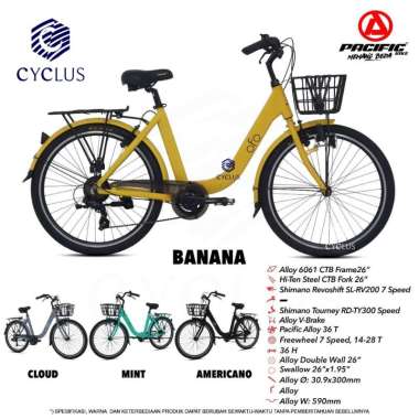 Sepeda City Bike CTB Pacific OFO Pro 7 Speed Sepeda Keranjang Pacific OFO Minion Retro 26 Inch