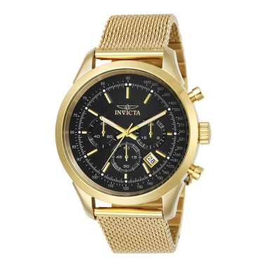 Jam Tangan Pria INVICTA Speedway 25223 Chronograph Black Dial Gold Mesh Strap Gold