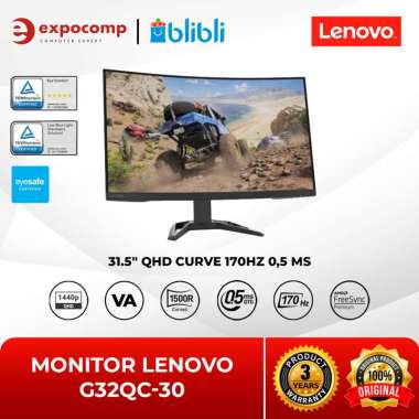 MONITOR LENOVO G32QC-30 31.5" QHD CURVE QHD 170HZ