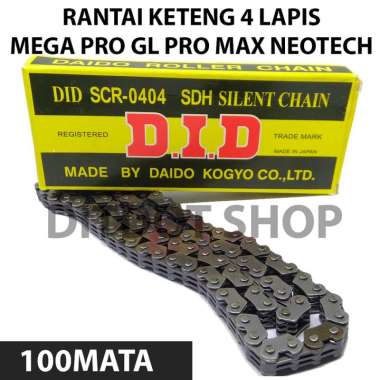 Rantai Keteng Kamprat 4 Empat Lapis Mega Pro GL Neotek DID 100 mata Rantai Timing Megapro DID Tebal 