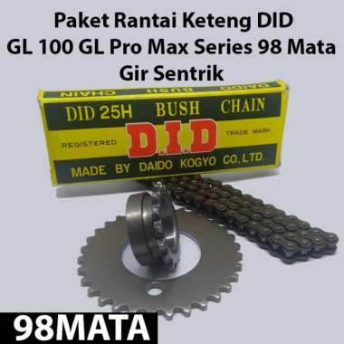 Rantai Keteng Timing DID GL 100 GL Pro Max Series 98 Mata dan Gir Sentrik Rantai Kamprat GL Series D