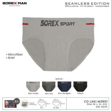 (2 PCS) Sorex Man Celana Dalam Segitiga Pria Seamless Edition Brief CD LK 3801 Size XL-XXL Multicolo