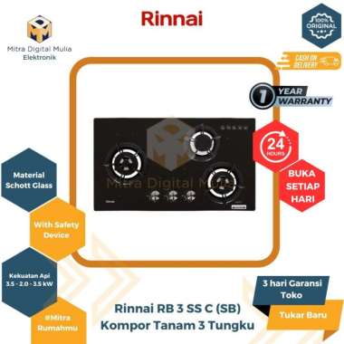 Rinnai Built In Hob 3 Tungku RB-3SS-C (SB)