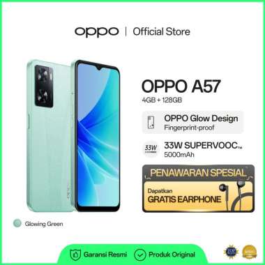 OPPO A57 4GB/128GB Smartphone (Garansi Resmi) Green Free Earphone