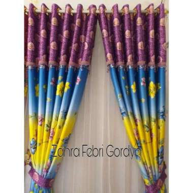 GORDEN PONI LURUS BLACKOUT FLOWER PRINTING EMAS coklat