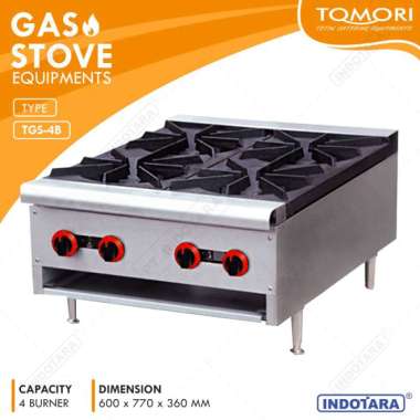 Gas Stove 4 Burner / Kompor Gas 4 Tungku Tomori - TGS4B Silver