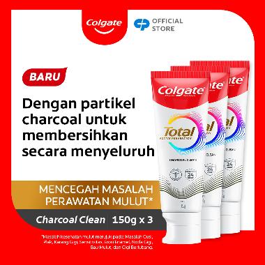 Colgate Total Charcoal Toothpaste Pasta Gigi [150 g] x 3 Pcs