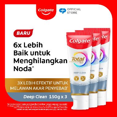 Colgate Total Professional Deep Clean Toothpaste - Pasta Gigi [150 g] x 3 Pcs --