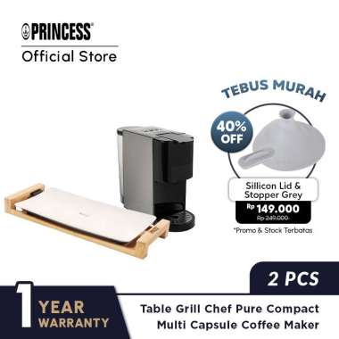 Paket Princess Mesin Kopi Multi Kapsul - Alat Panggang BBQ Listrik Compact 33x25 cm