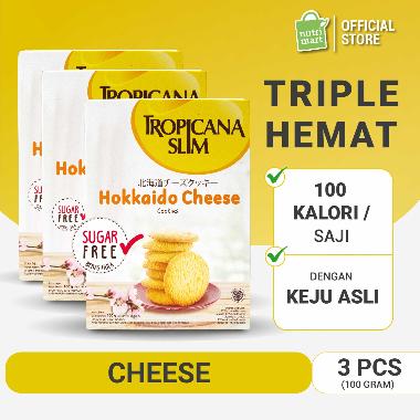 Tropicana Slim Hokkaido Cheese Cookies 5 Sachet (3 pcs) - Snack Bebas Gula, 100 Kalori