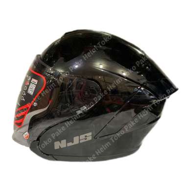HELM NJS KAIROZ HITAM BLACK GLOSS HALF FACE XL