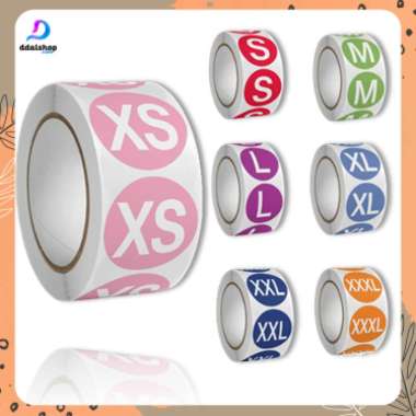 Stiker Label Huruf Sticker Tempel Bulat Size Ukuran Baju Pakaian Celana Kaos 2,5cm label uk. M
