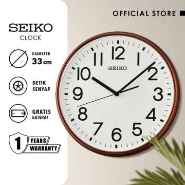 Jam Dinding Seiko Clock QXA677B 33cm Detik Senyap Analog Brown Ori