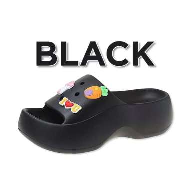 Goto Bellamy Sandal Fuji Jelly Selop Sendal Slop Wanita Korea Lucu 38-39 BLACK