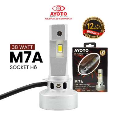 Lampu LED Motor Matic Bebek Soket H6 AYOTO M7A Hi Low AC DC Watt 38+38 PUTIH/KUNING
