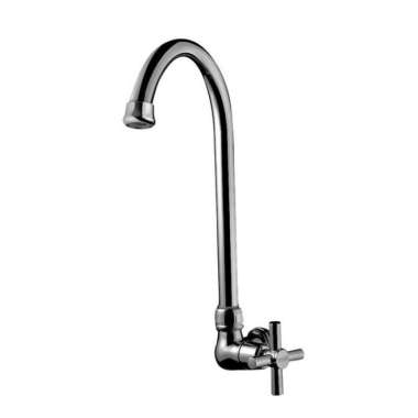 VONE Kran Cuci Piring Fleksibel Angsa Keran Sink Dapur Tanam Tembok Chrome Tembok 3202-36