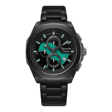 Jam Tangan Pria Alexandre Christie Chronograph AC 6645 MC BIPBALE Men Transparency Dial Black Stainl