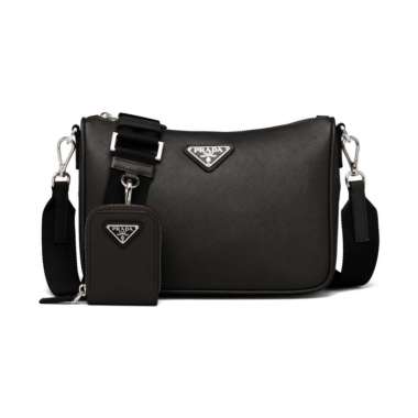 [12.12 Dealcember] Prada Triangular Logo Saffiano Leather Shoulder Bag Black